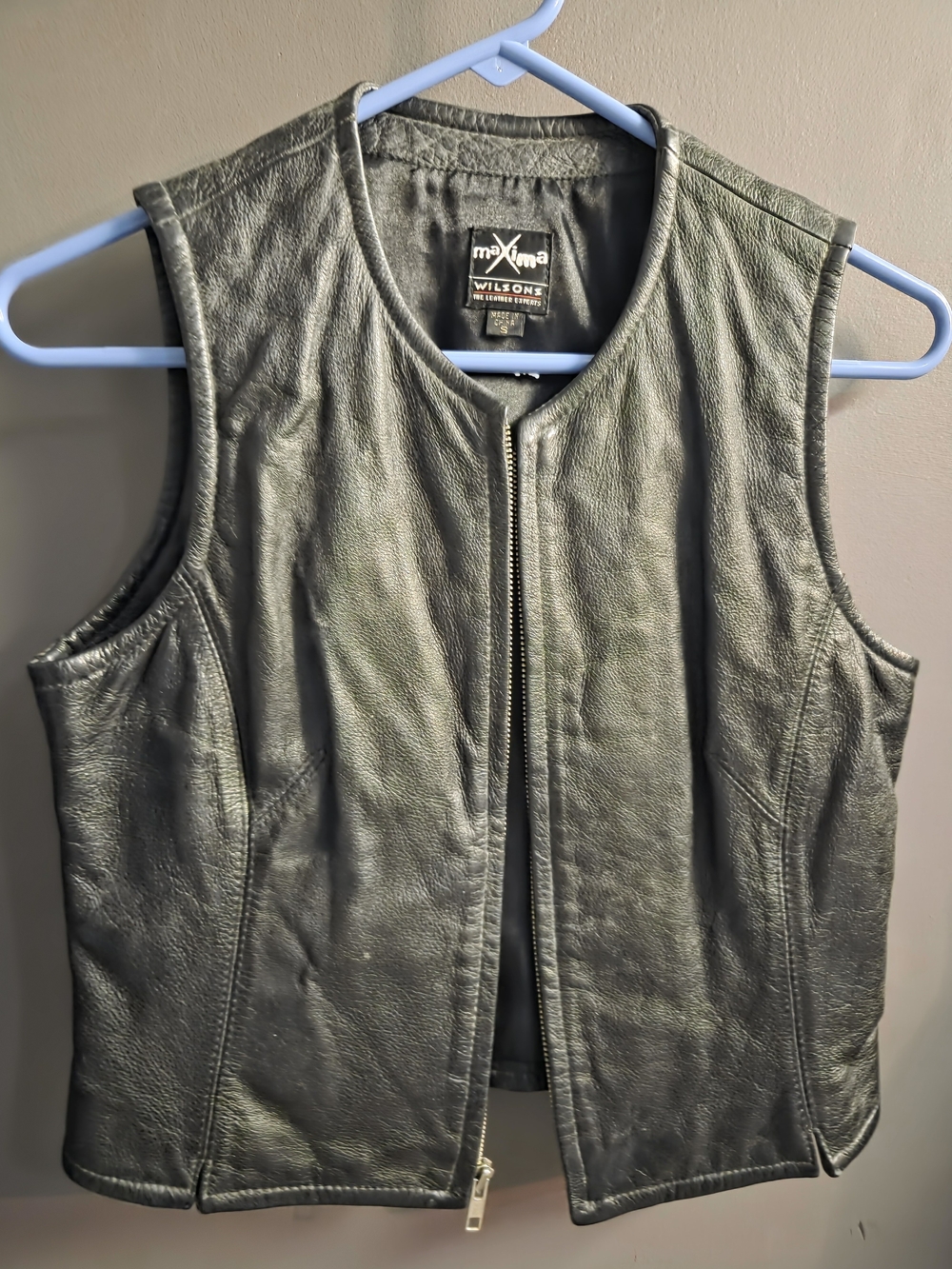 Wilsons Maxima Black Leather Vest with Embroidered Label